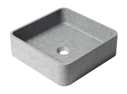 ALFI brand  16" Solid Concrete Chiseled Style Square Above Mount Vessel Sink